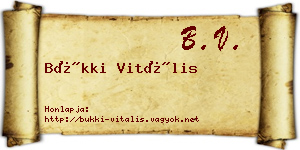 Bükki Vitális névjegykártya